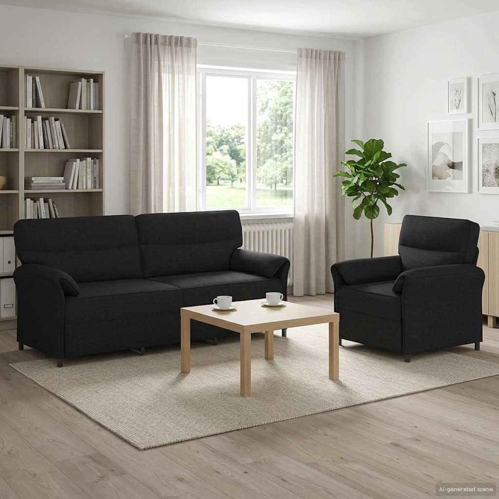 Set di divani 2 pz Nero Tessuto 3424873