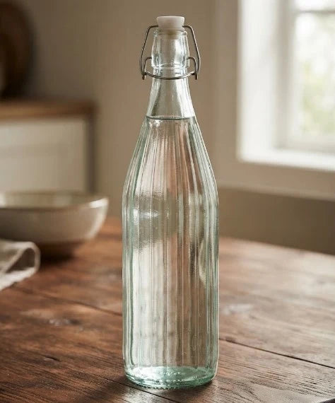 Bottiglia in Vetro Trasp. Assortita motivo strisce 1,0l