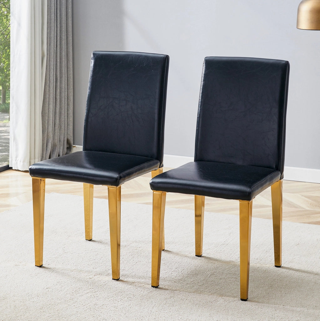 SEDIA Set da 2 pezzi 90 cm Nero/Oro in PU e metallo