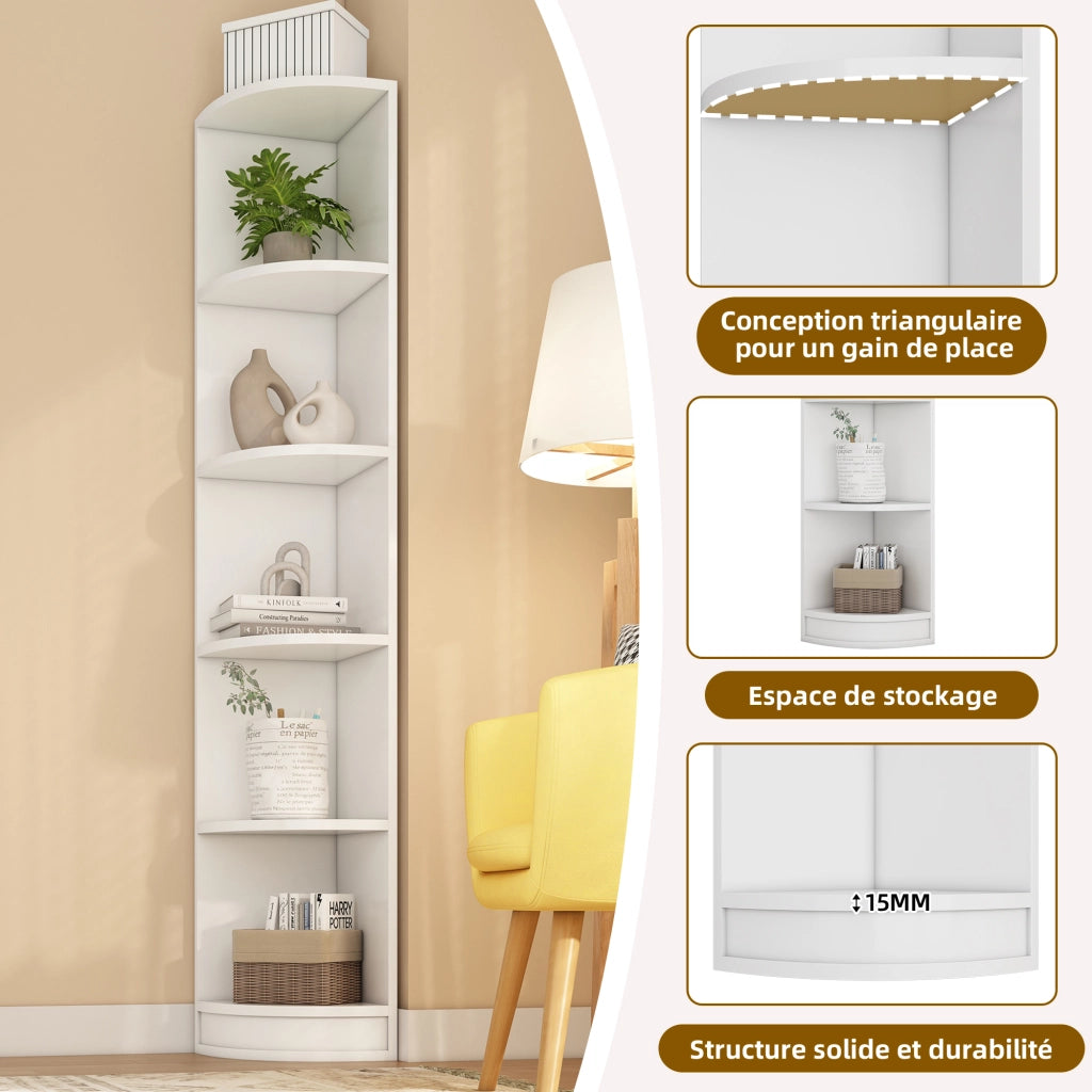 Libreria Angolare a 5 Ripiani ¨C MINIMAL ¨C Bianco, MDF