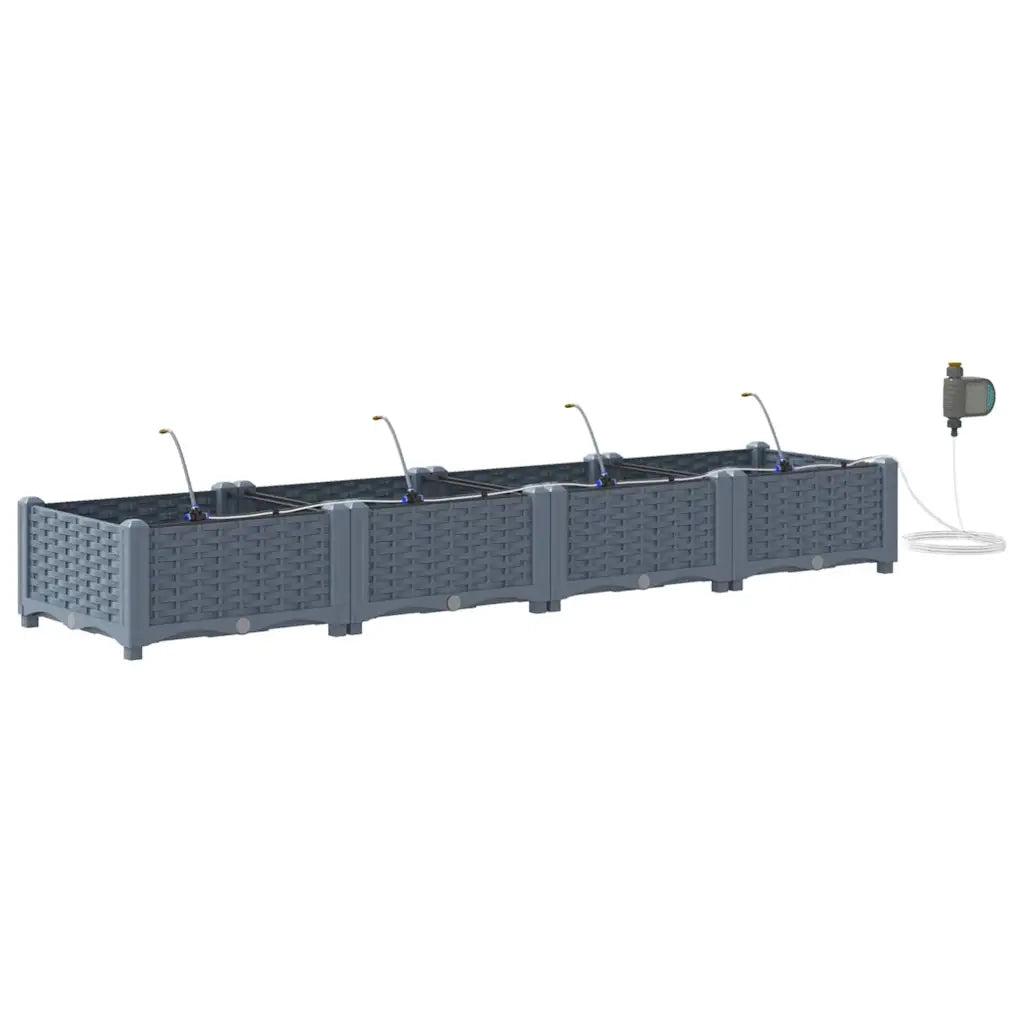 Fioriere | Cassetta per fiori | Vaso da giardino 4 pz Grigio Chiaro 160 x 40 x 22 cm Plastica
