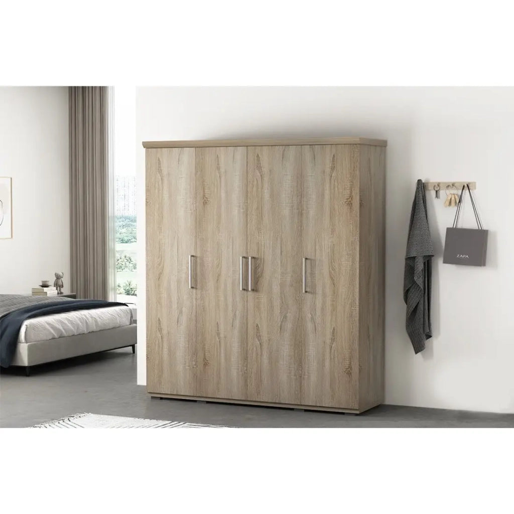 Armadio 4 porte con guardaroba TOM – Rovere sonoma