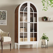 Vetrina con doppie ante in vetro rigato; 3 ripiani; struttura in MDF e metallo; bianca; 76 × 38.5 × 165 cm