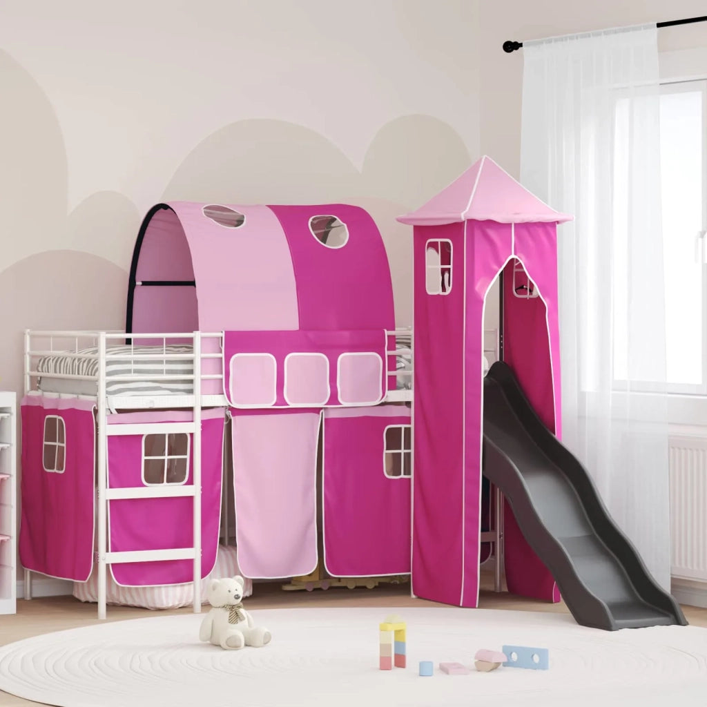 Struttura del letto loft per bambini Bianco e Rosa 90 x 190 cm 42020908