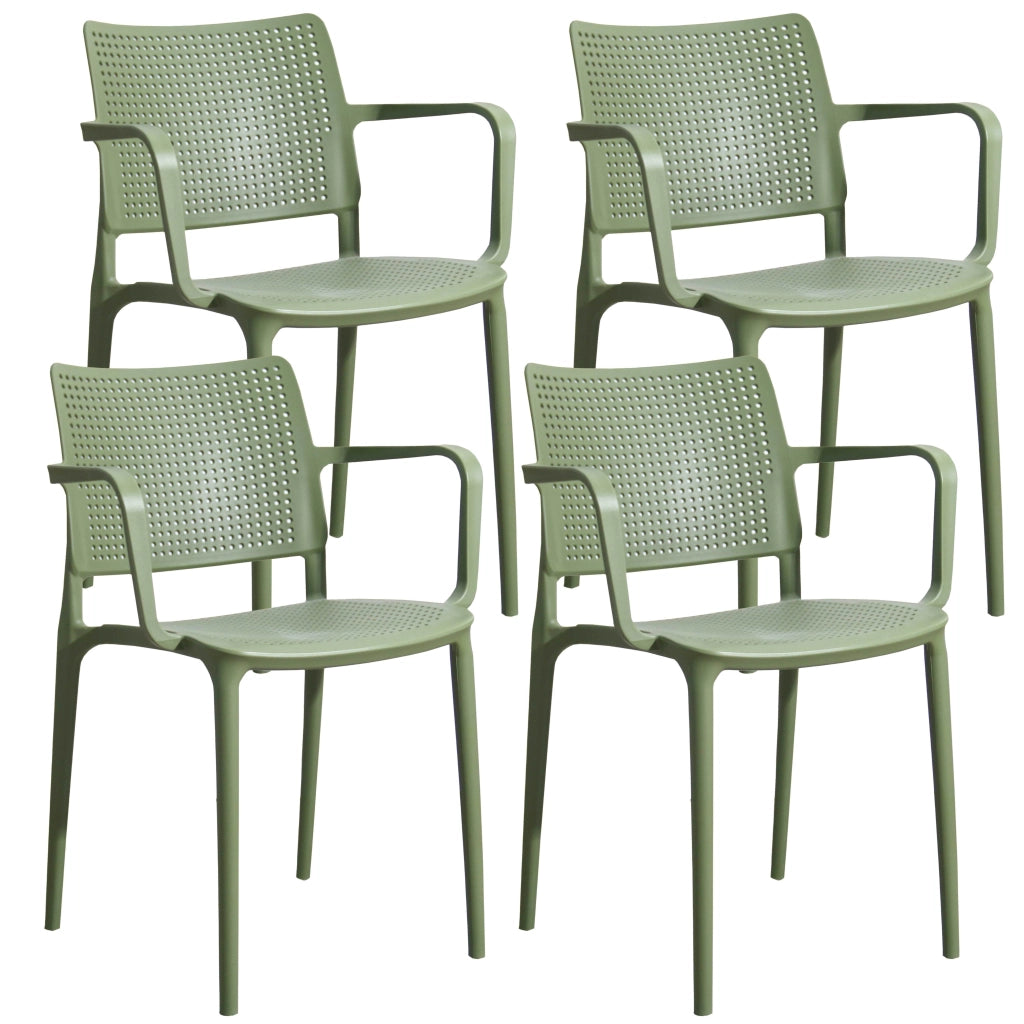 Oviala - Set di 4 sedie da giardino in plastica verde cactus