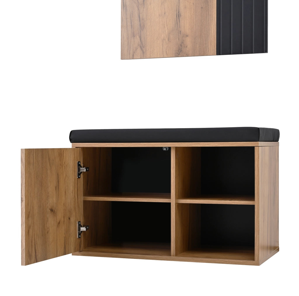 Mobile ingresso con panca imbottita e scarpiera 70x36x146 cm