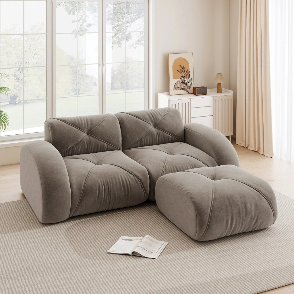 Divano modulare 2 posti - Zephmum- 32D schiuma ad alta densit¨¤, tessuto chenille, antiscivolo, marrone