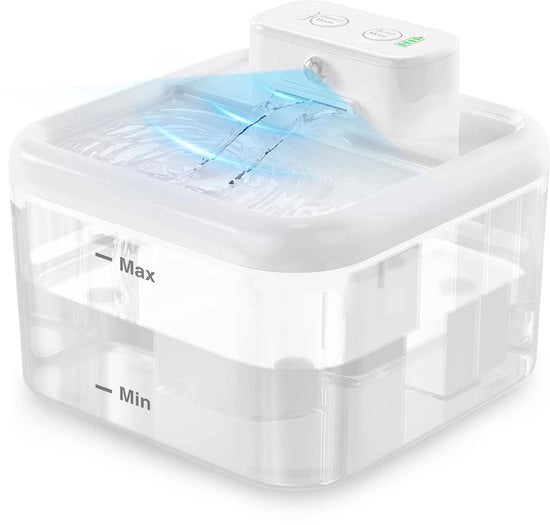 Fonte per gatti, 2L fonte per gatti wireless con sensore di movimento, fonte per gatti alimentata a batterie, fonte per gatti ultra silenziosa, gabbia per gatti, fonte per animali domestici, bianca