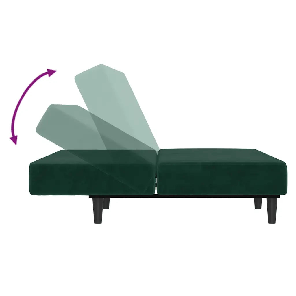 Divano letto | Sof¨¤ letto | Letto singolo a 2 Posti Verde Scuro in Velluto