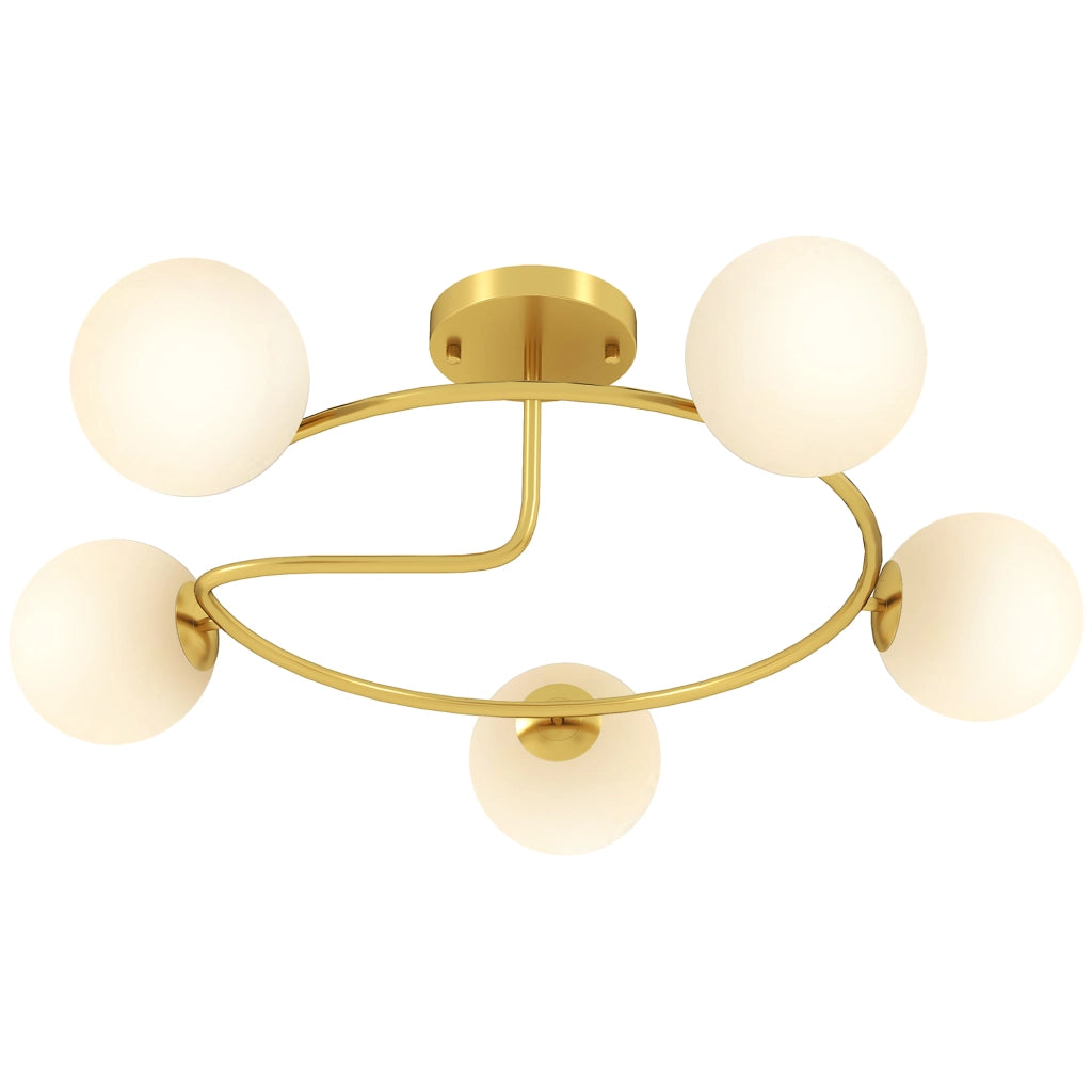 Lampadario moderno semincasso ¨C Xylo ¨C 5 luci G9 oro bianco