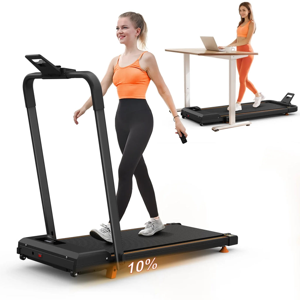 Tapis Roulant da Scrivania Compatto 2-in-1 per Camminare, Correre e Jogging, Portatile con Inclinazione, Capacità 120 kg, con App