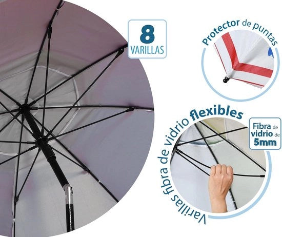 Parasole da spiaggia Ø 180 cm in alluminio con anello e manubrio con UPF 50+ rosso.