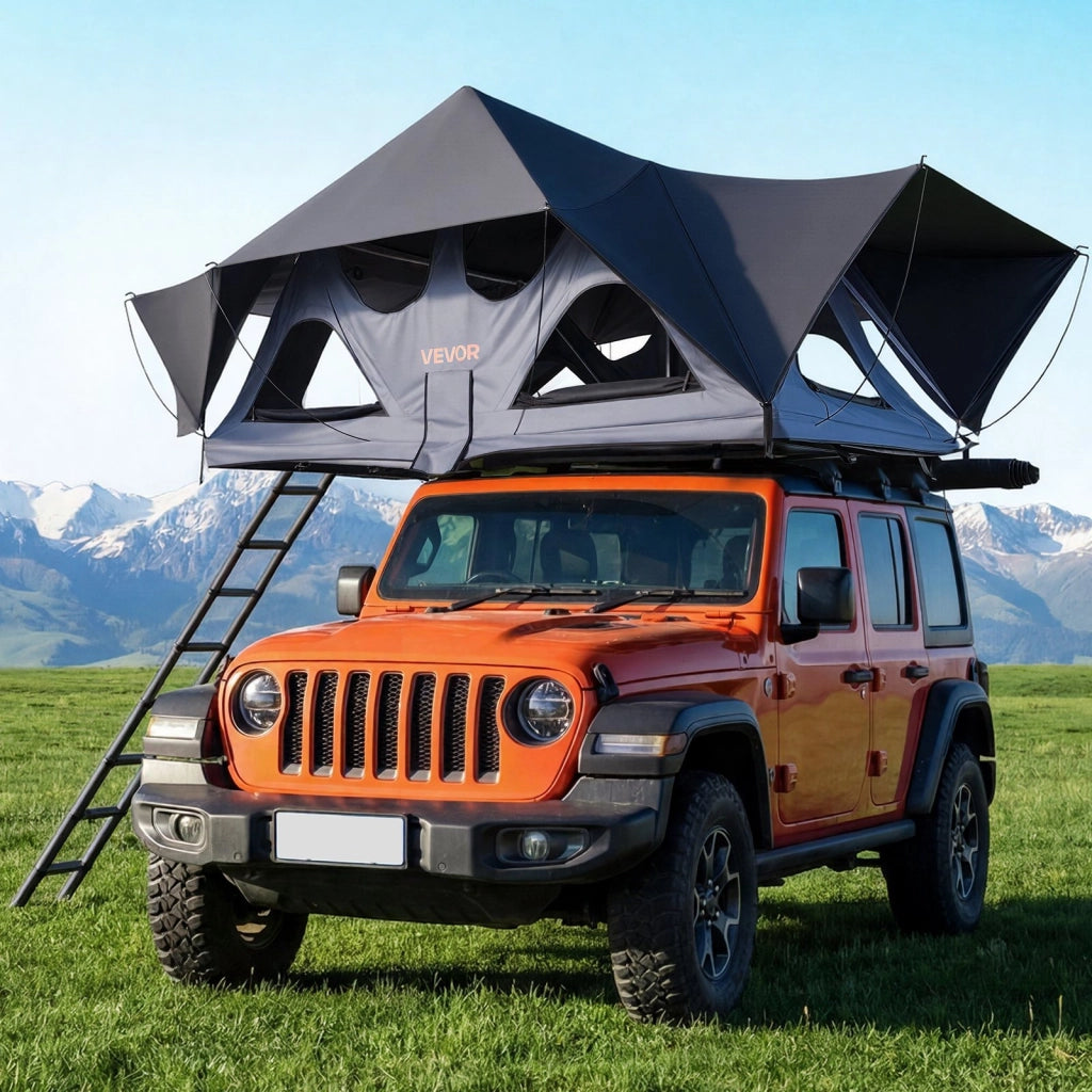 Tenda da Tetto per Auto SY20 Pieghevole Impermeabile con Telaio in Alluminio Scala Telescopica per Campeggio Jeep SUV Pickup