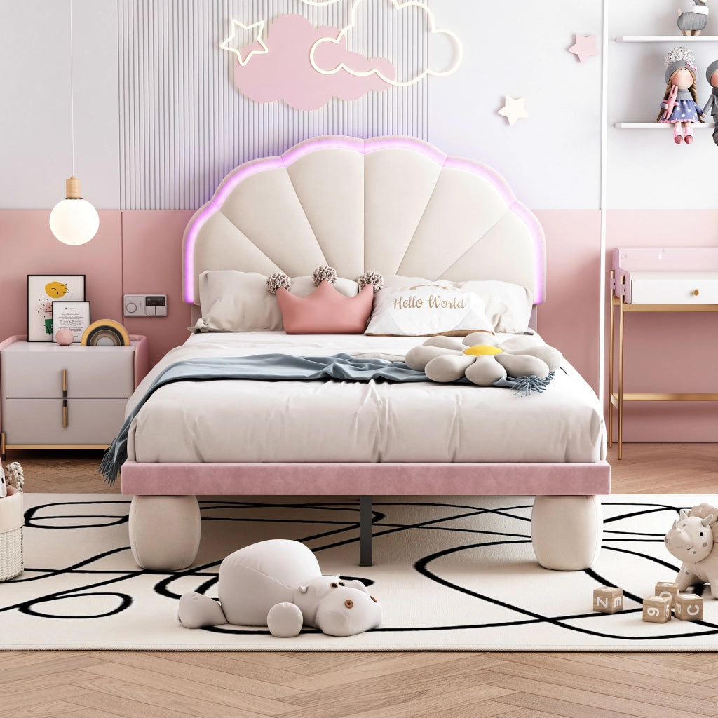 letto imbottito velluto beige rosa 90x200 cm