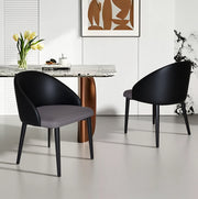Set di 2 sedie da pranzo moderne con schienale ergonomico in PU nero; seduta in mesh grigio e struttura in acciaio; grigio