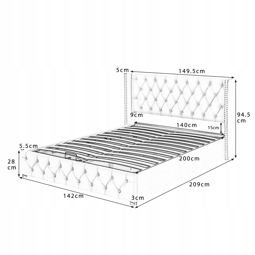 Letto imbottito 140x200 beige - Xylo
