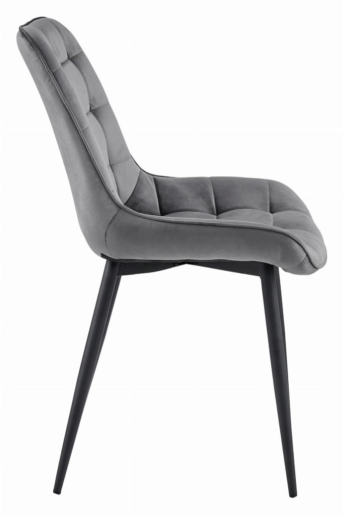 Sedia VALORA BERA - Velluto grigio scuro con gambe nere x 2