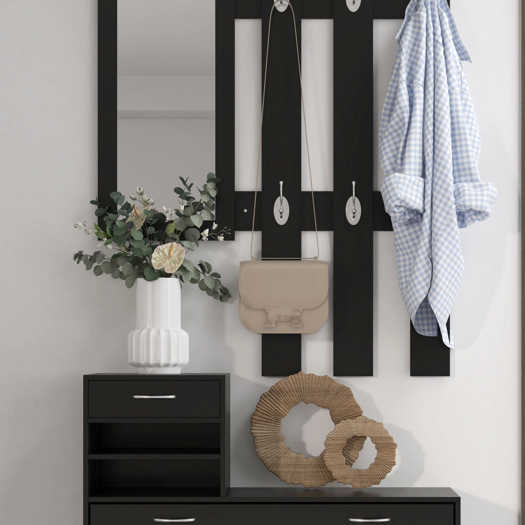 Set Ingresso con Specchio e Appendiabiti ¨C Zephmum ¨C 2 Pezzi Nero
