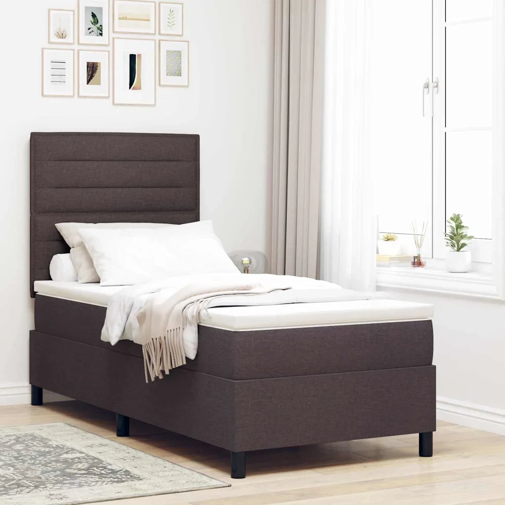 Letto a molle con materasso Marrone Scuro 100 x 200 cm Tessuto 3339290