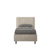BS COM Letto singolo con rete imbottito 80x200 microfibra sabbia