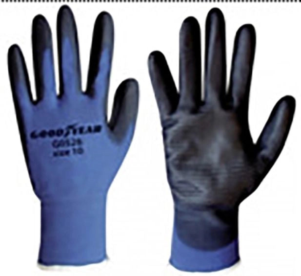 Goodyear guanti in tesuto nido d'ape e palmo in poliuretano taglia 9 colore blu e nero, guanti da lavoro