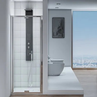 Porta doccia nicchia 70 cm a soffietto con vetro in cristallo trasparente Ted