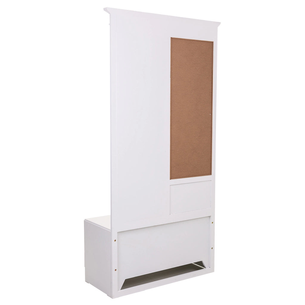 Mobile da ingresso in legno con specchio bianco 95x7x190h - 90x41x47h