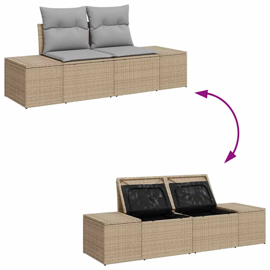 Set Divano da Giardino 8 pcs Beige e Grigio Chiaro Poly Rattan 3355779