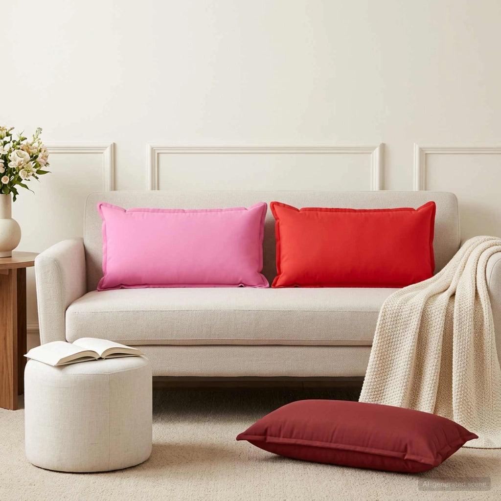 Federa 2 pz HOUTEN Rosso Vino 40 x 70 cm Poliestere 917916
