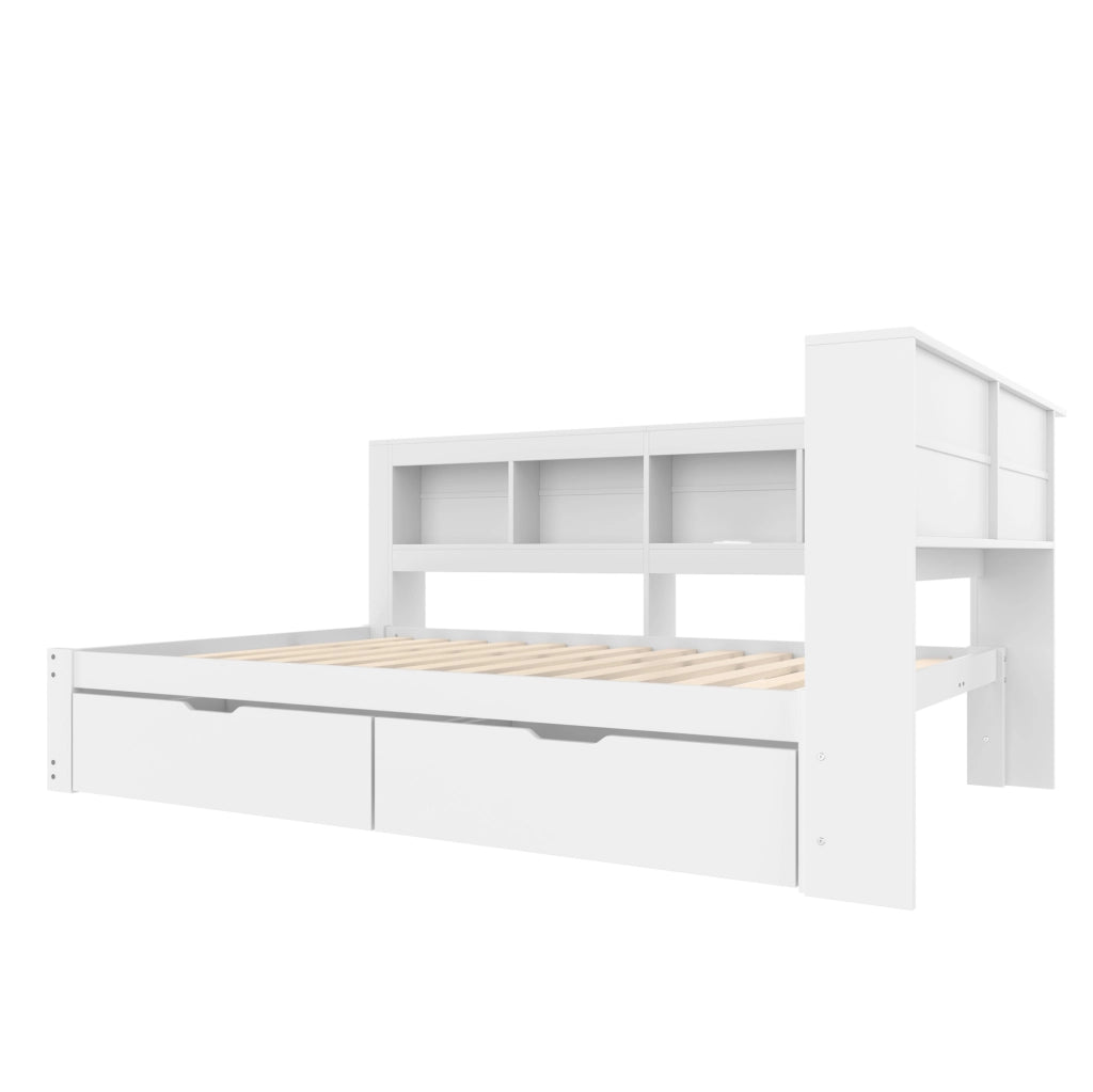 LETTO Sofà letto 140x200 cm Bianco con 2 cassetti, prese e 2 porte USB