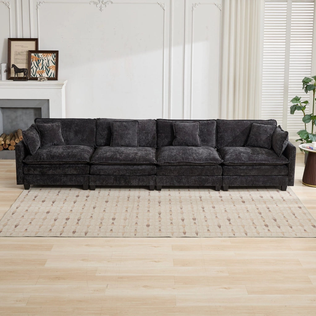 Divano Cloud 4 Posti ¨C MINIMAL ¨C Tessuto Chenille Nero