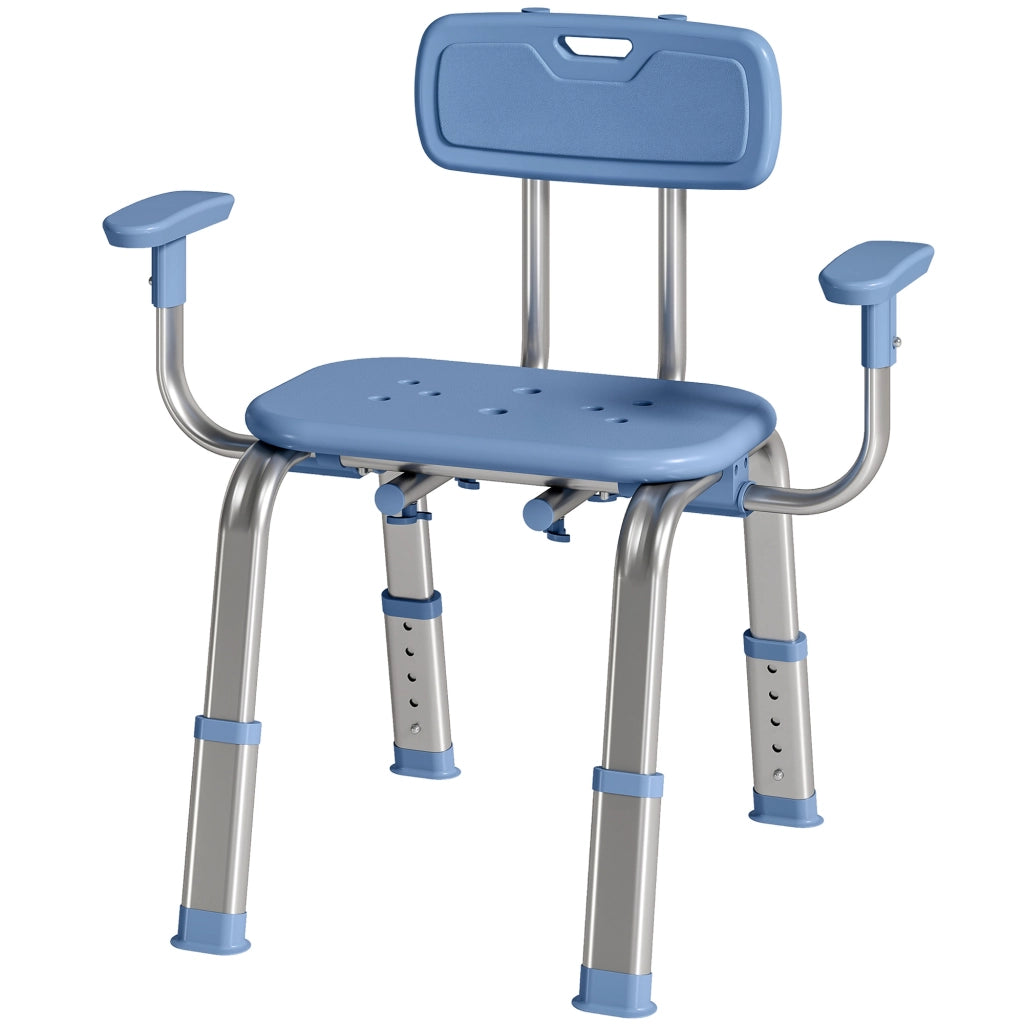Sgabello da doccia ergonomico con braccioli e schienale regolabili ¨C Minimal ¨C blu
