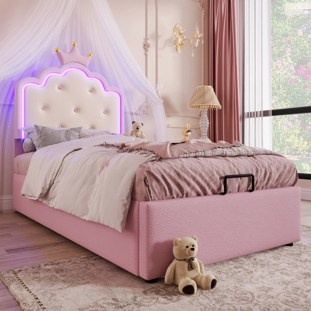 letto imbottito pu rosa 90 x 200 cm