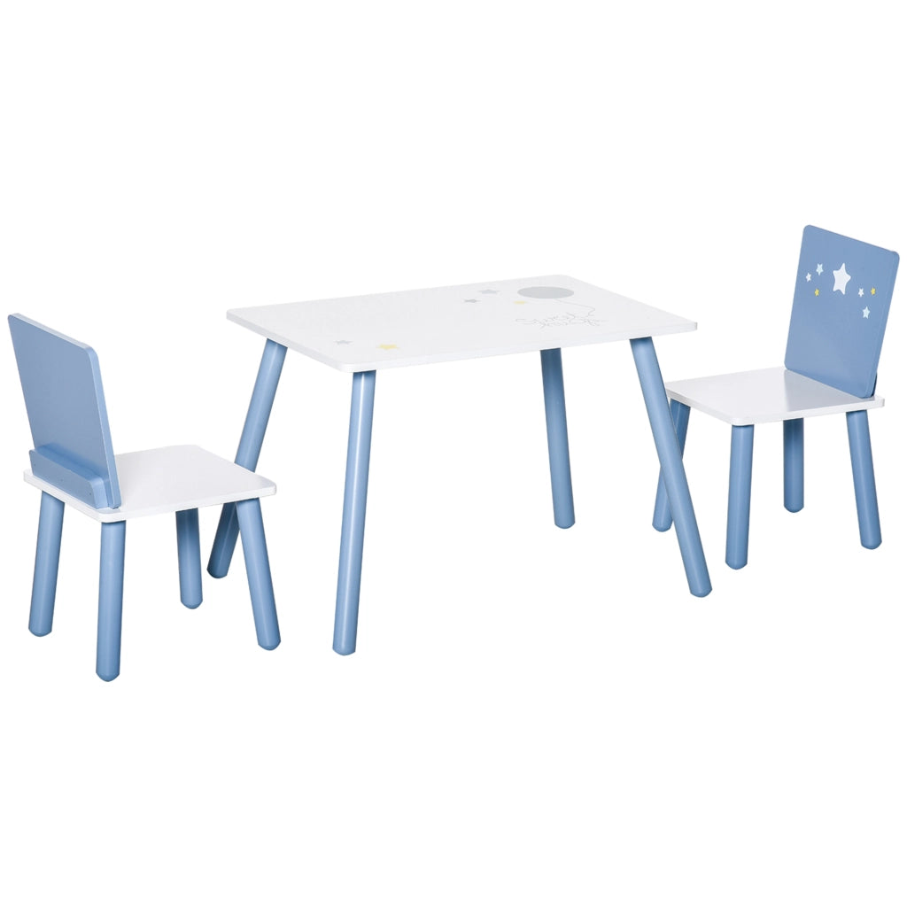 Tavolo Bambini con Sedie ¨C zephmum ¨C Legno Azzurro e Bianco