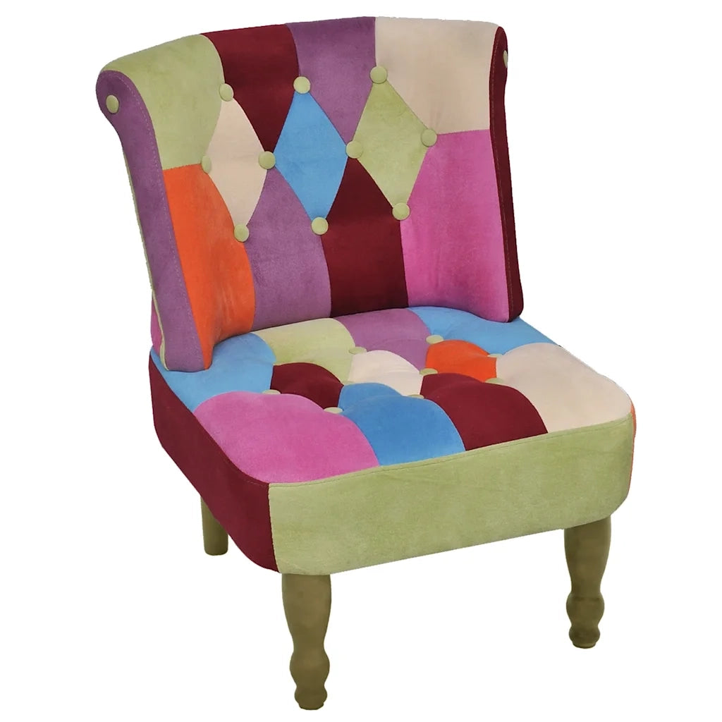 Poltrona Francese Design Patchwork in Tessuto 240809