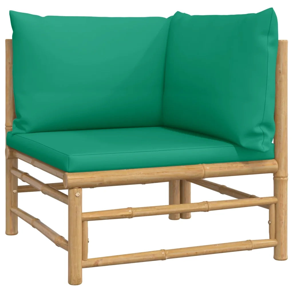 Divani Angolari da Giardino con Cuscini Verdi 2pz Bambù 3155150