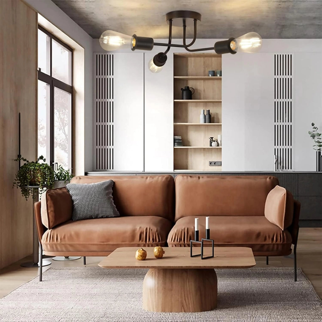 ZMH Lampada da soffitto vintage nera E27 stile industriale per interni