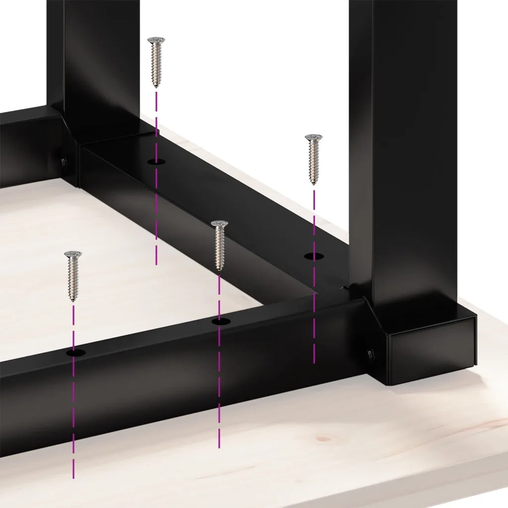 Tavolino Salotto Telaio a O-Tavolino da soggiorno 160x40x45,5 cm Legno Pino e Acciaio