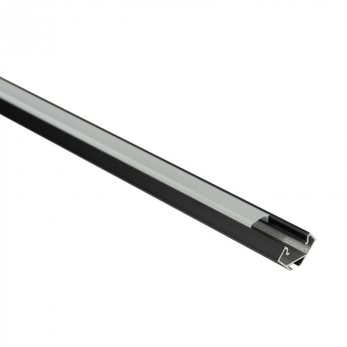 Profilo angolare LED R02 nero con diffusore opale 2m
