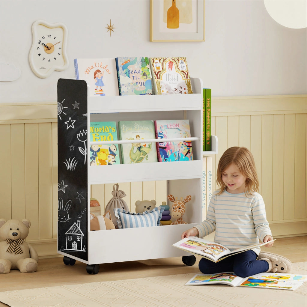Libreria per Bambini con Lavagna e Ruote ¨C Minimal ¨C Bianco