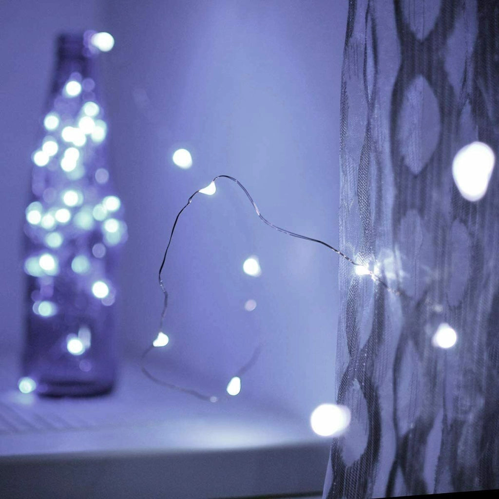 Luci di natale 100 micro led batteria 10 mt con telecomando esterno LUCE FREDDA