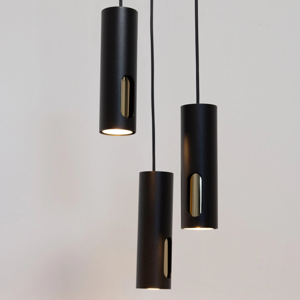 Lampada a sospensione Flow nera/oro Ø20cm 3xGU10 Sigma
