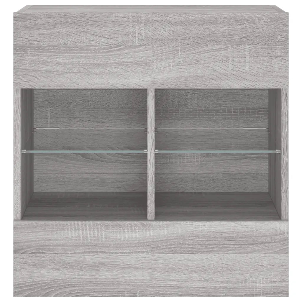 Mobile TV a Parete con Luci LED Grigio Sonoma 58,5x30x60,5 cm 837097