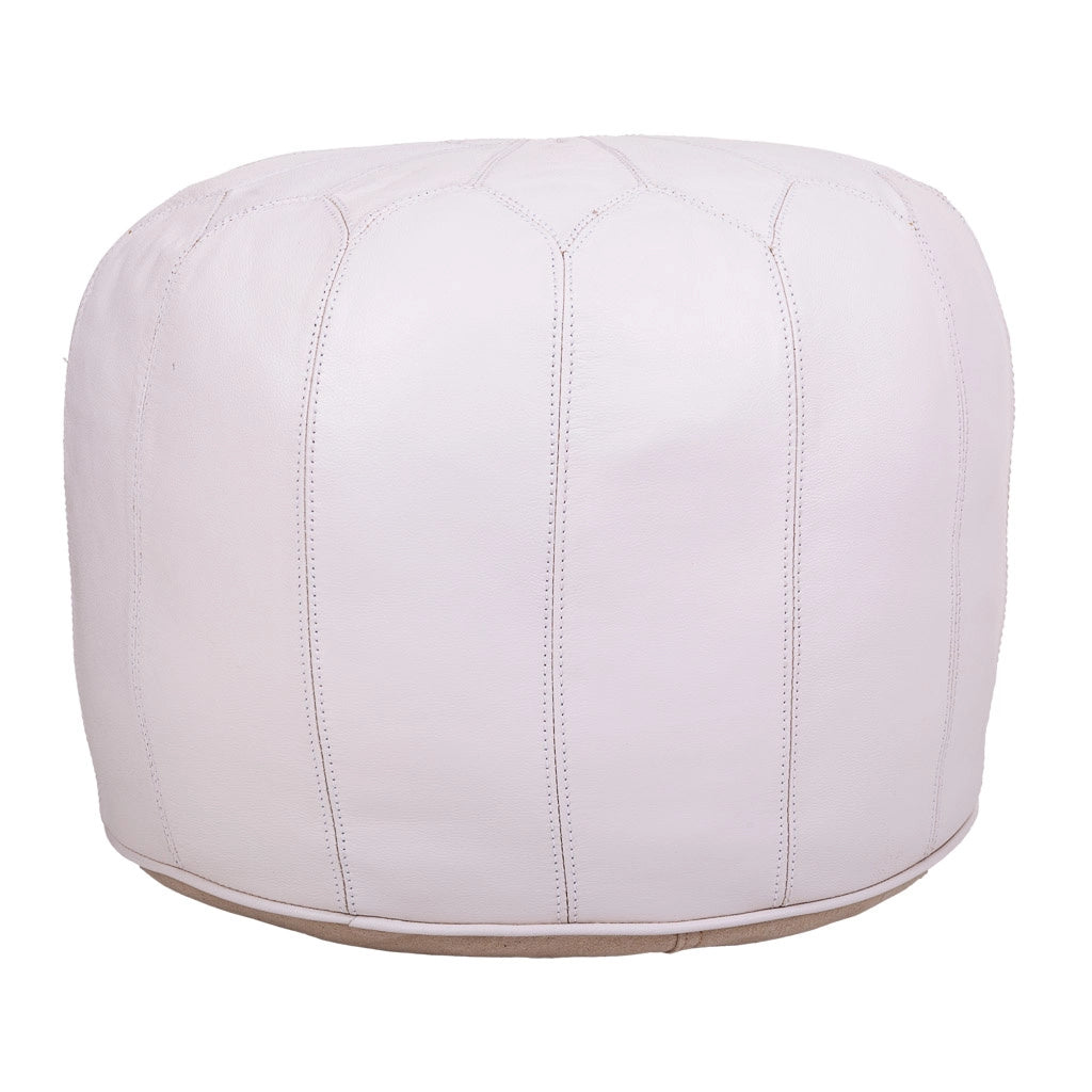 Pouf in pelle bianca 48x48x38h
