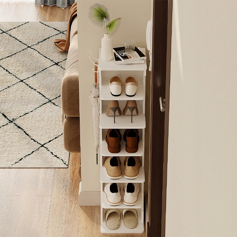 Scarpaia stretta bianca scaffale 6 livelli loft con ganci