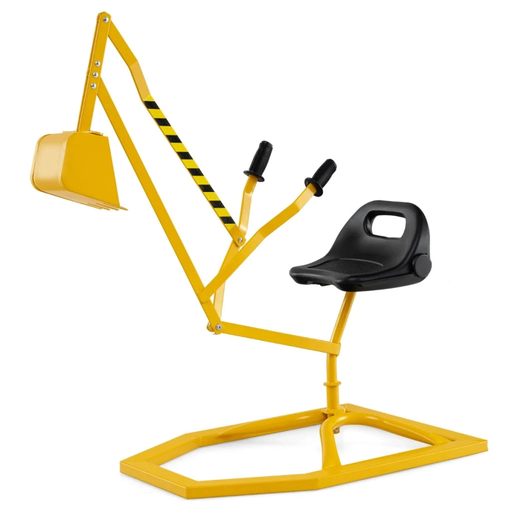 Escavatore di sabbia per bambini 112 x 40 x 64 cm sedile girevole a 360° comfort ergonomico design da esterno in metallo giallo 20_0013092