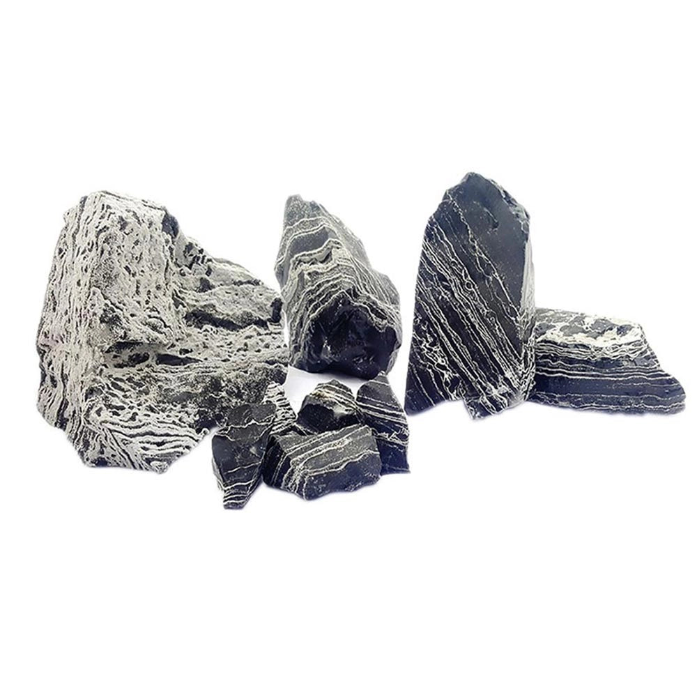 Whimar Aquascaping Box Black and White Multilayer Rock - Set di rocce calcaree accuratamente selezionate per Aquascaping Per Acquari Da: 100 L