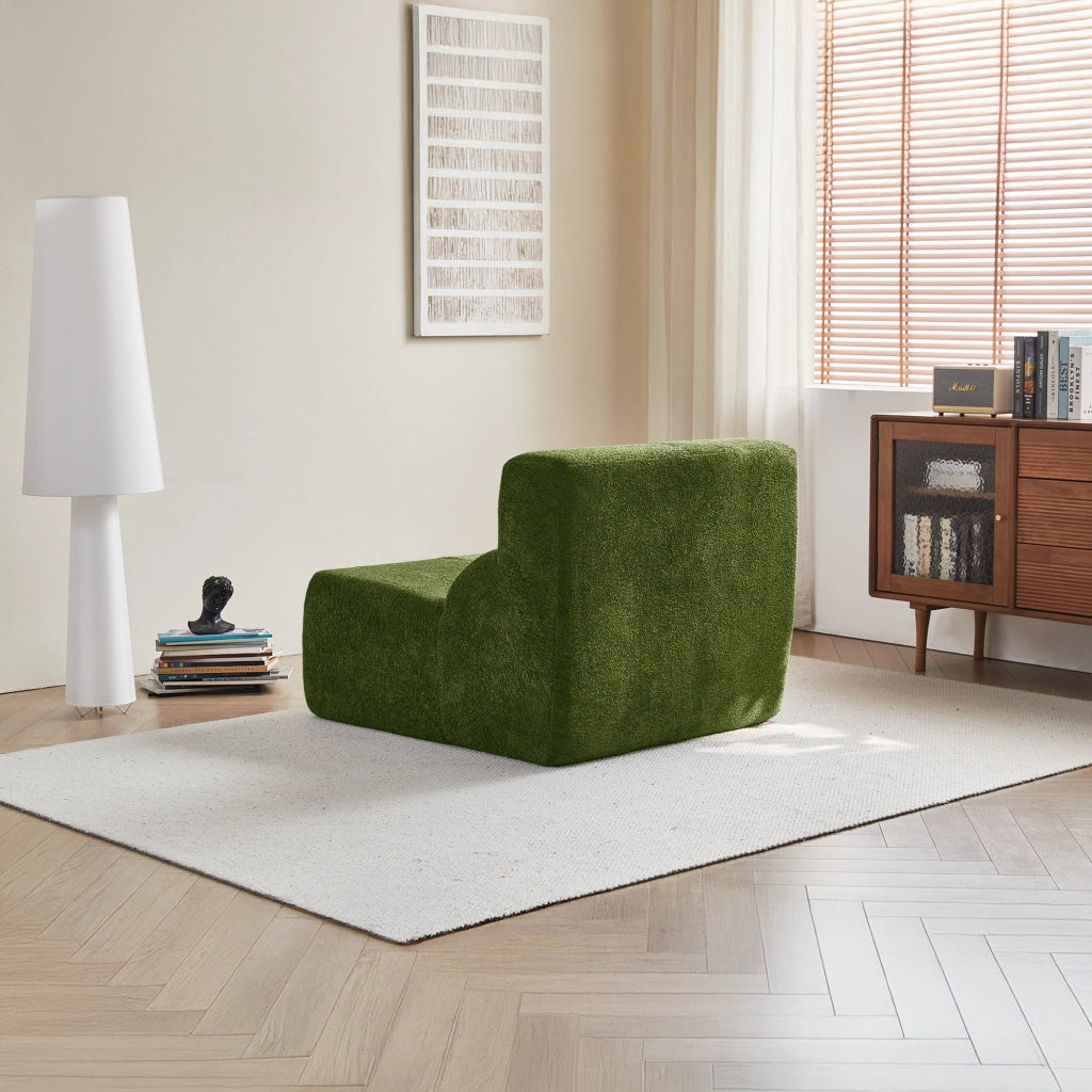 Poltrona con seduta ergonomica in schiuma - per soggiorno o ufficio - in velluto verde