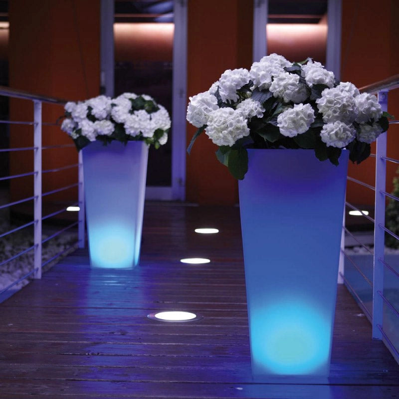 Vaso Luminoso da Giardino a LED 38x38x80 cm in Resina 5W Cedar Multicolore