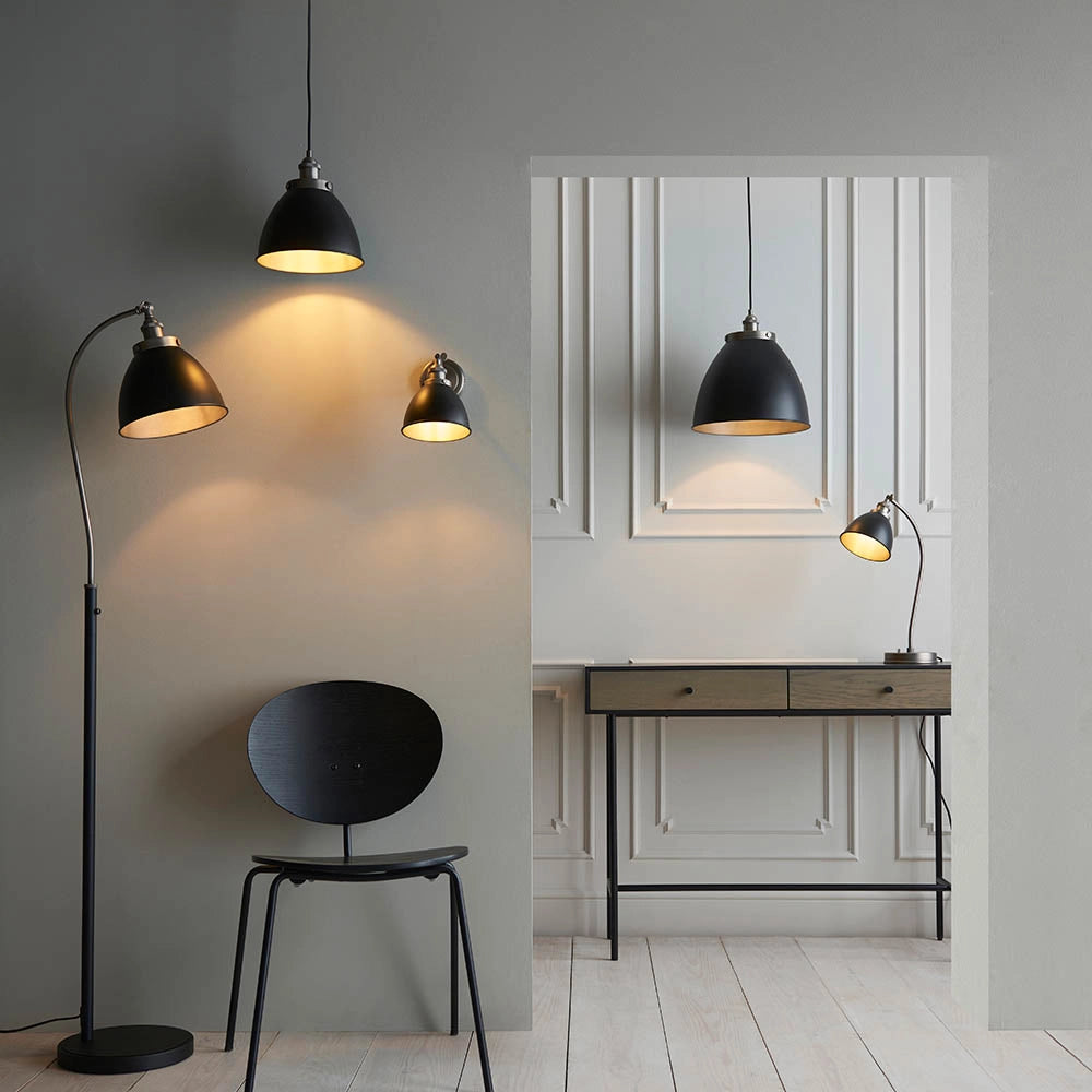 Lampada a sospensione industriale nera Ø24 E27 Franklin